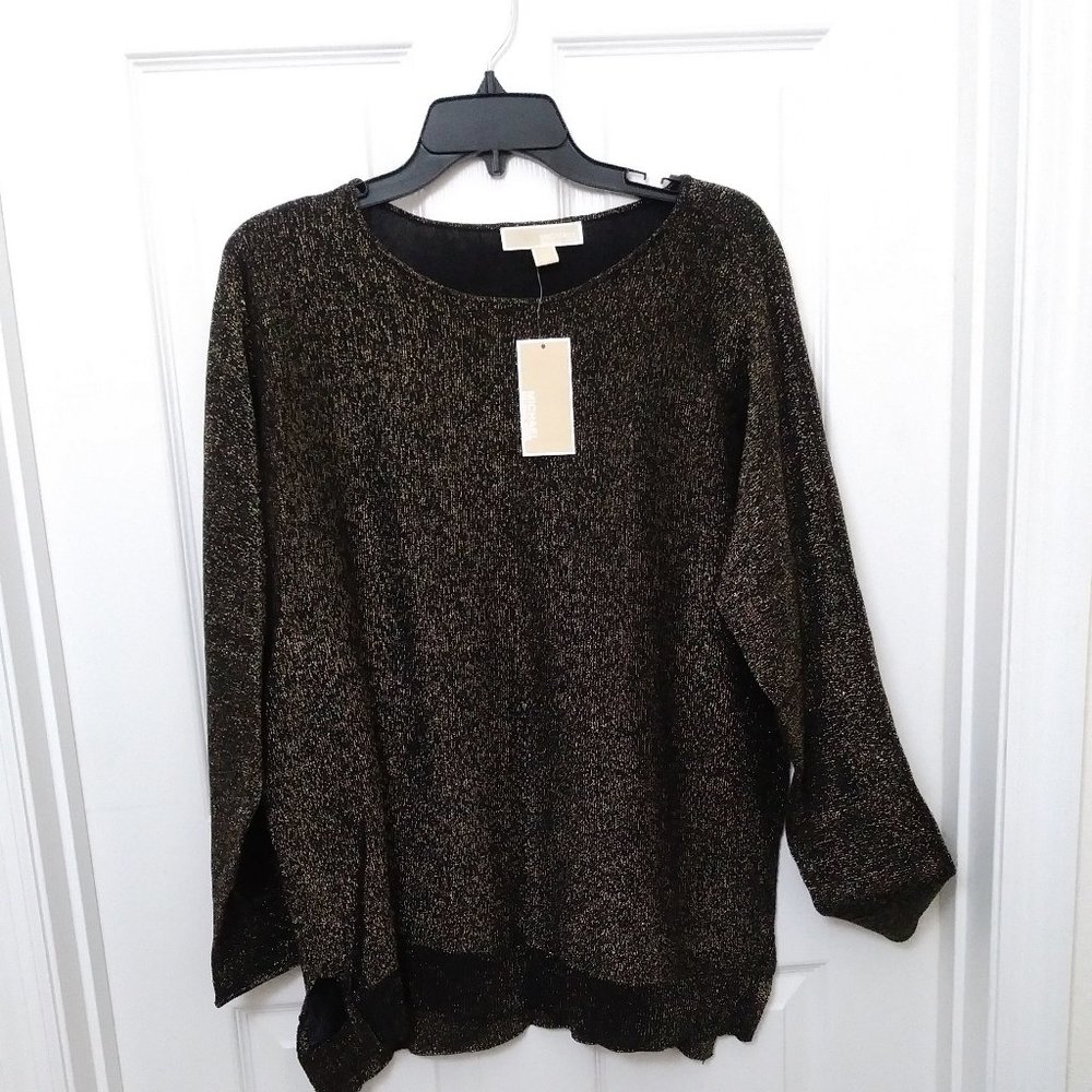 SOLD SOLD Michael Kors Gold Metallic Party Ready Tunic Top Large - Picture 7 of 16